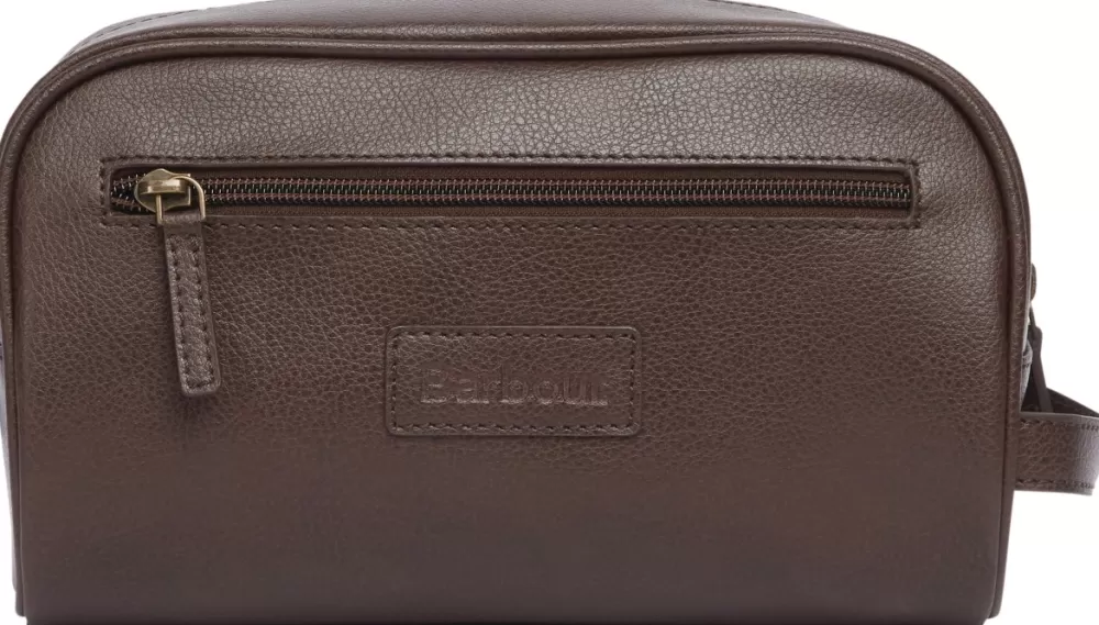 Barbour Toilettilaukut> Leather Washbag Toilettilaukku, Tummanruskea