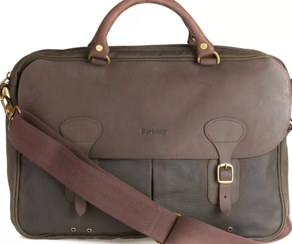 Barbour Olkalaukut> Wax Leather Briefcase Laukku, Olive