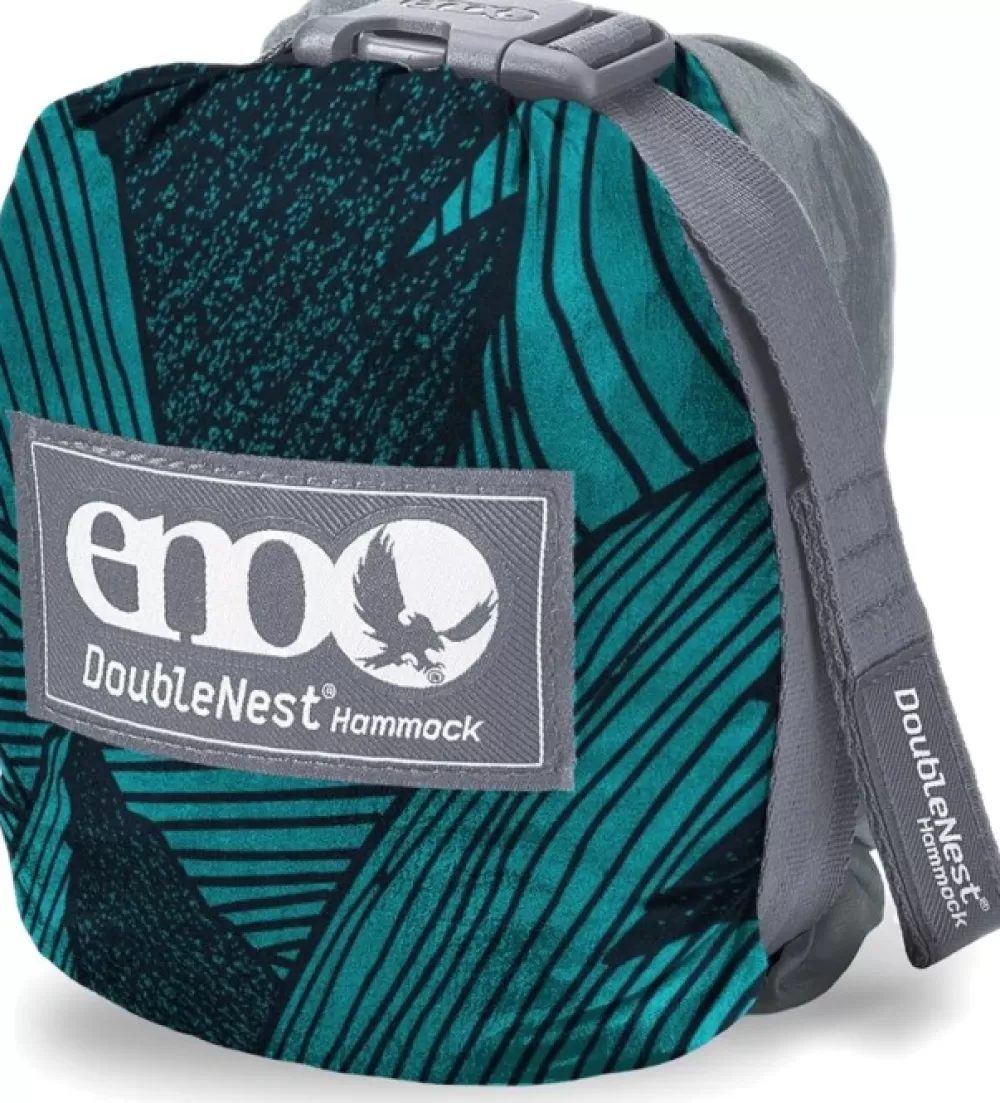 Riippumatot | Eno Hammock Eno Doublenest Bluesign Print Kahden Hengen Riippumatto, Mountains To Sea/Grey
