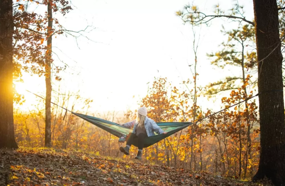 Riippumatot | Eno Hammock Eno Doublenest Bluesign Print Kahden Hengen Riippumatto, Mountains To Sea/Grey