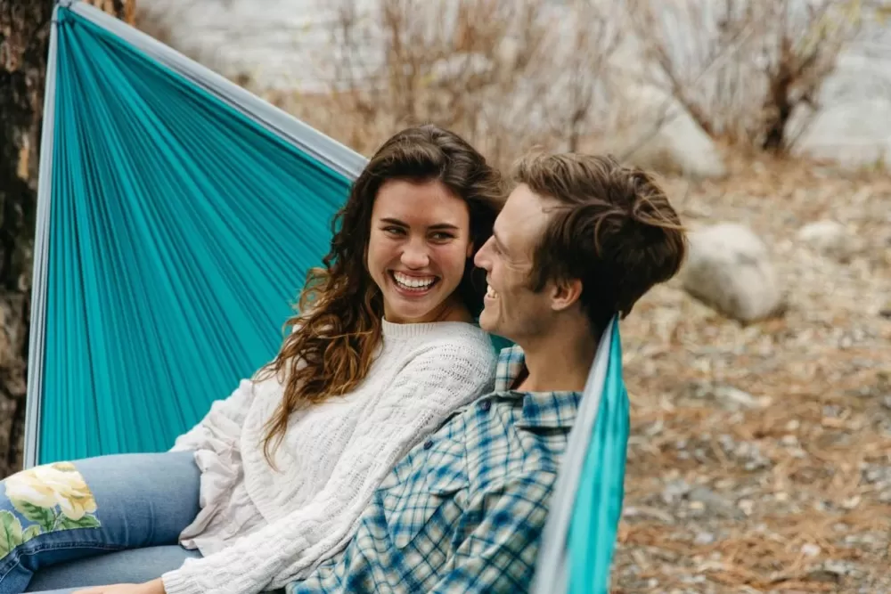 Riippumatot | Eno Hammock Eno Doublenest Bluesign Print Kahden Hengen Riippumatto, Mountains To Sea/Grey