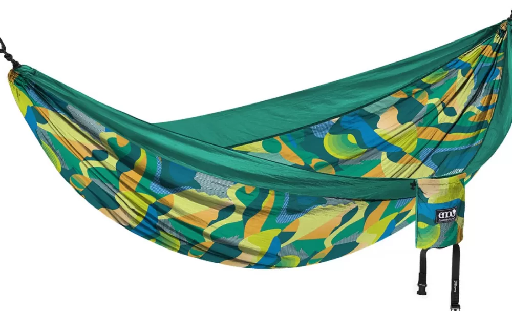 Riippumatot | Eno Hammock Eno Doublenest Bluesign Print Kahden Hengen Riippumatto, Retro/Emerald