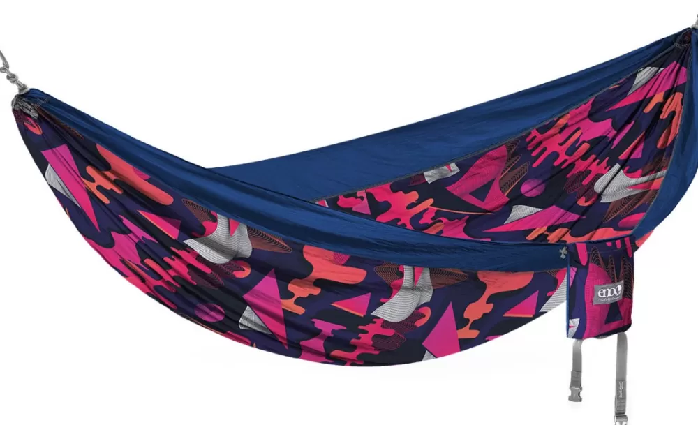 Riippumatot | Eno Hammock Eno Doublenest Bluesign Print Kahden Hengen Riippumatto, Synthwave/Sapphire