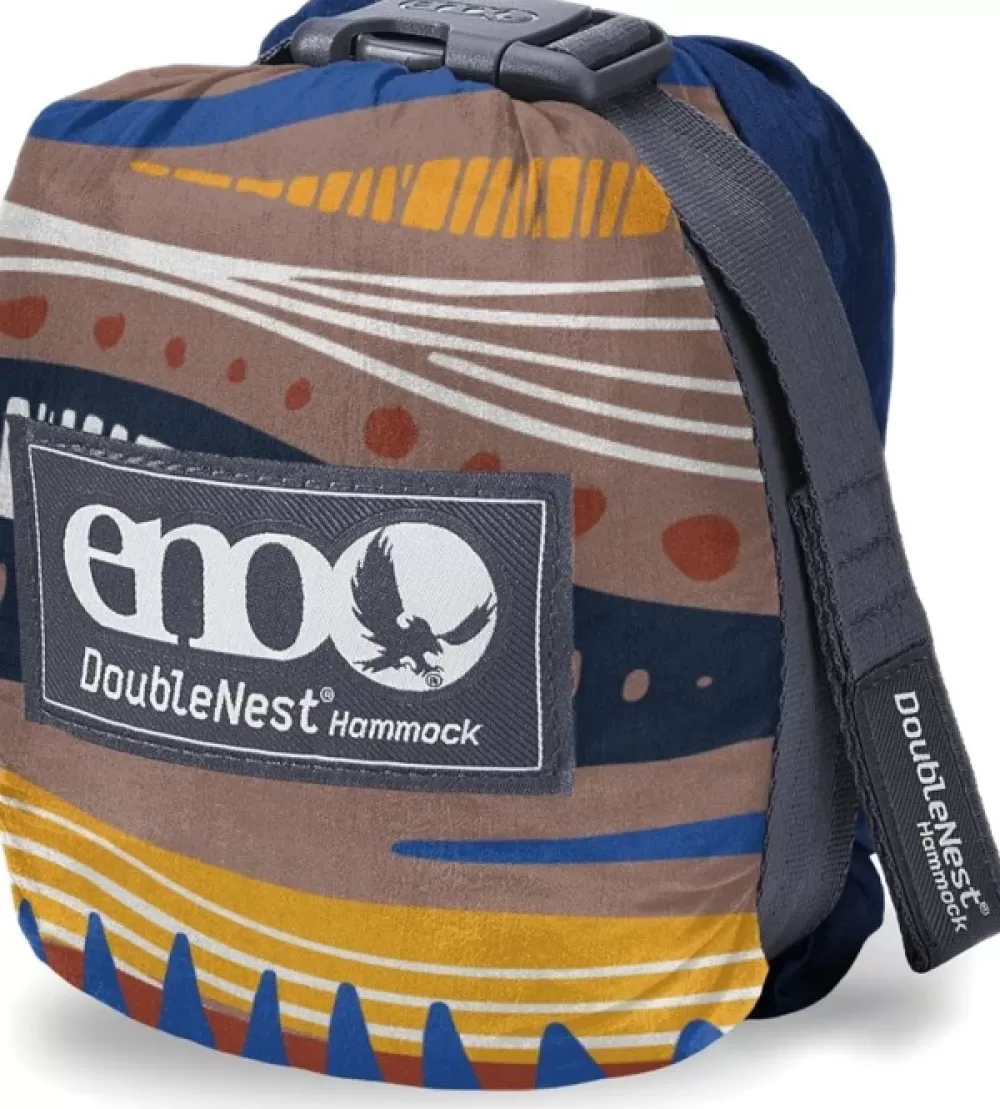 Riippumatot | Eno Hammock Eno Doublenest Bluesign Print Kahden Hengen Riippumatto, Tundra/Navy