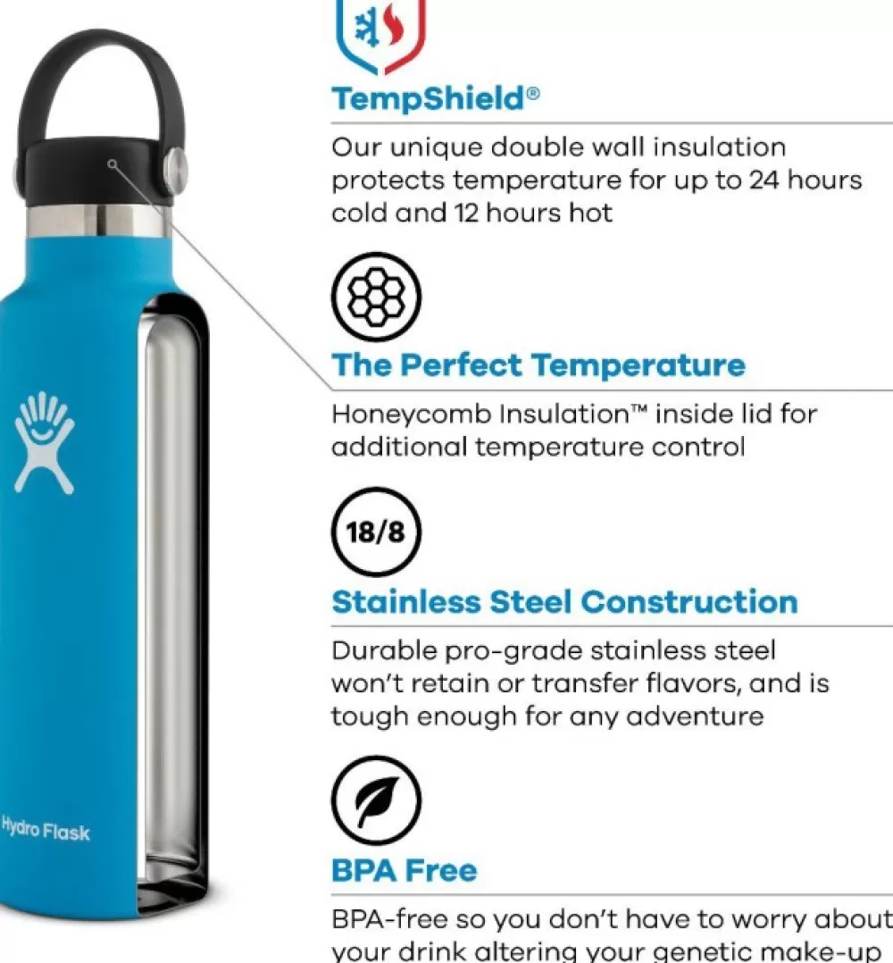 Termospullot | HydroFlask Insulated Standard Mouth Flex Juomapullo, 621Ml, Tummansininen